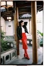 Fashion Model in Asian Inspired Architecture