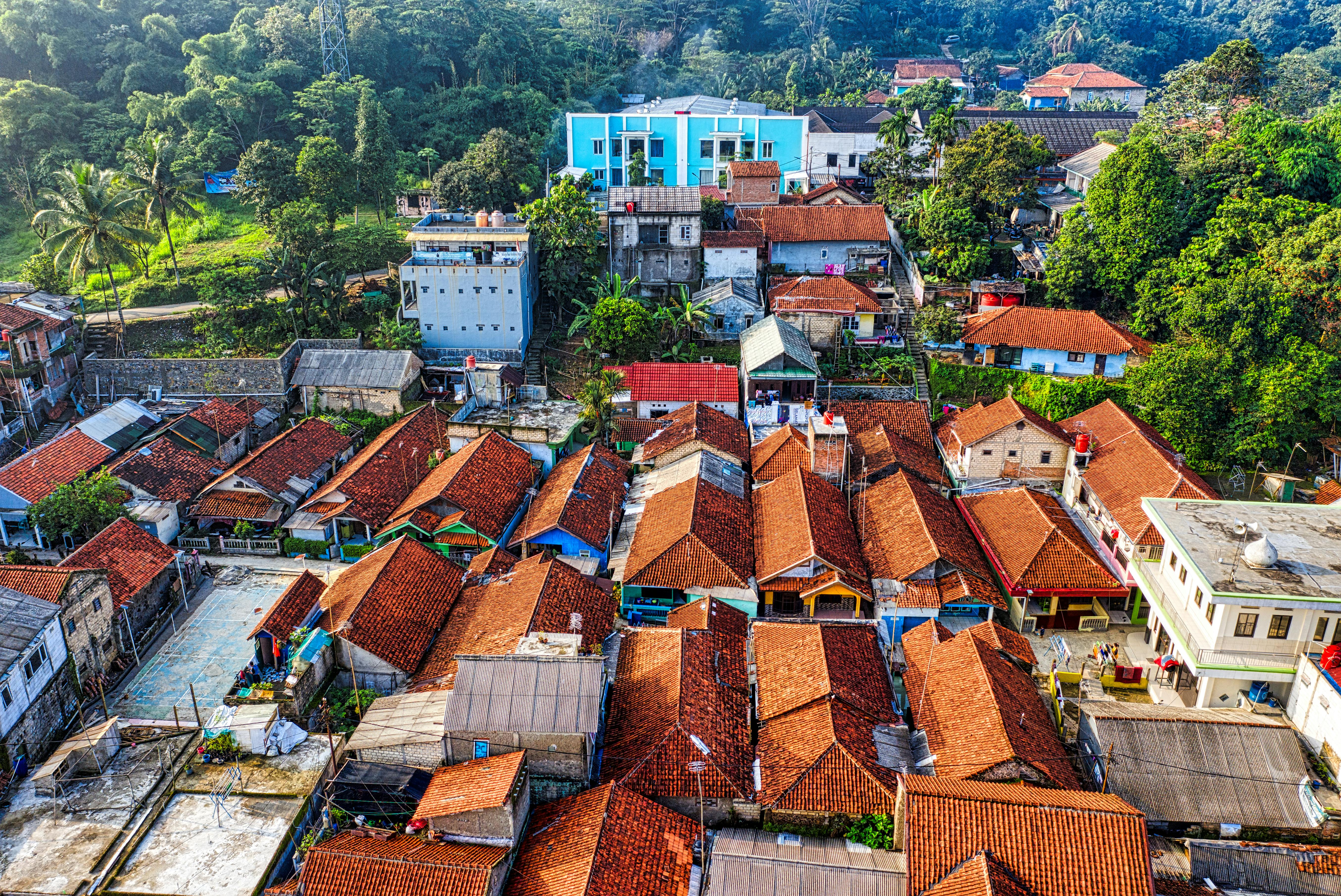 aerial view of roofs