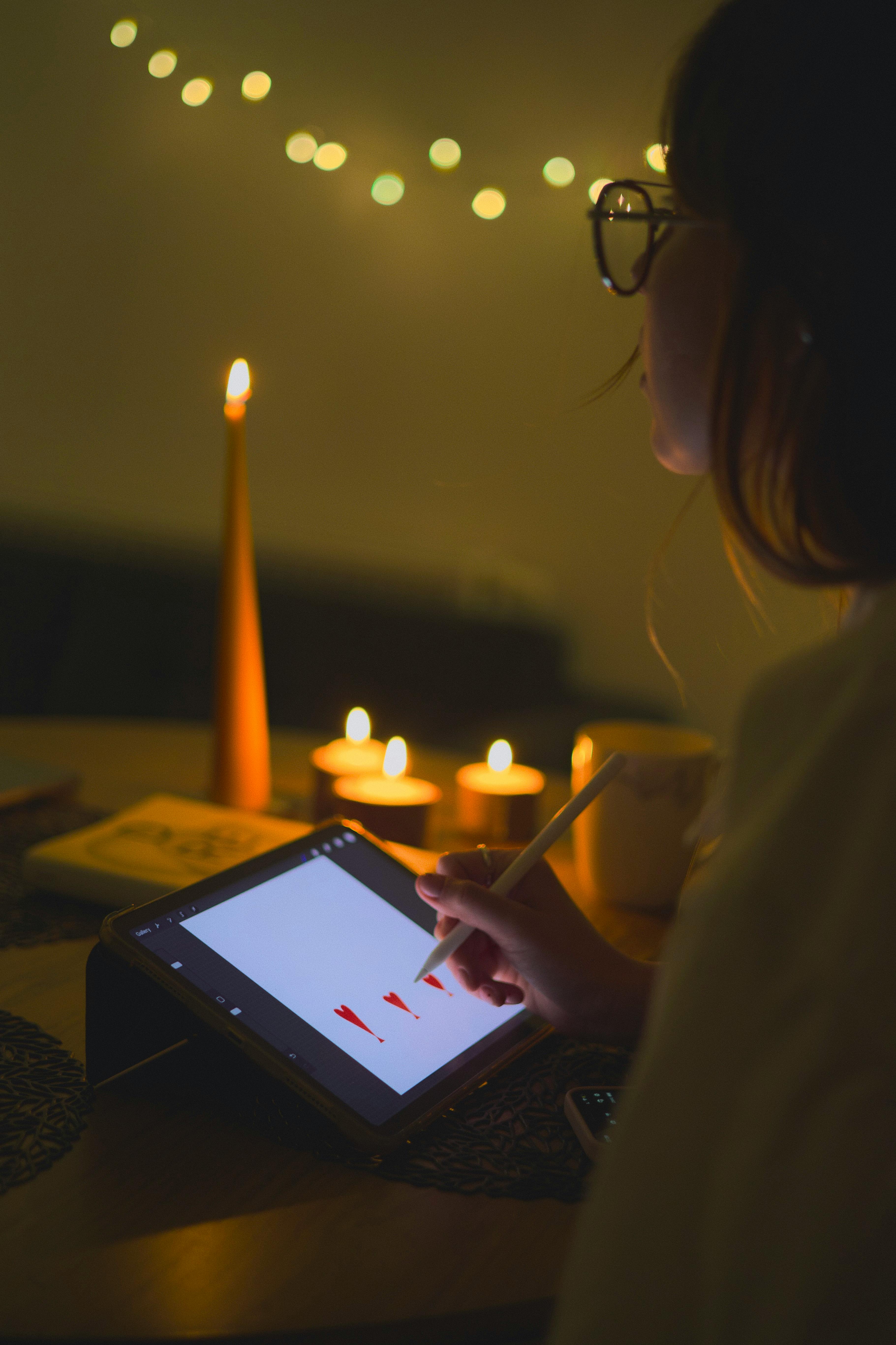 Free stock photo of background lights, burning candle, home warmth Stock Photo