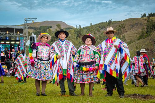 Free Locals in vibrant traditional attire at a cultural festival in Cusco, Peru. Stock Photo