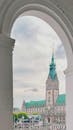Architecture View of Hamburg City Hall through Archway
