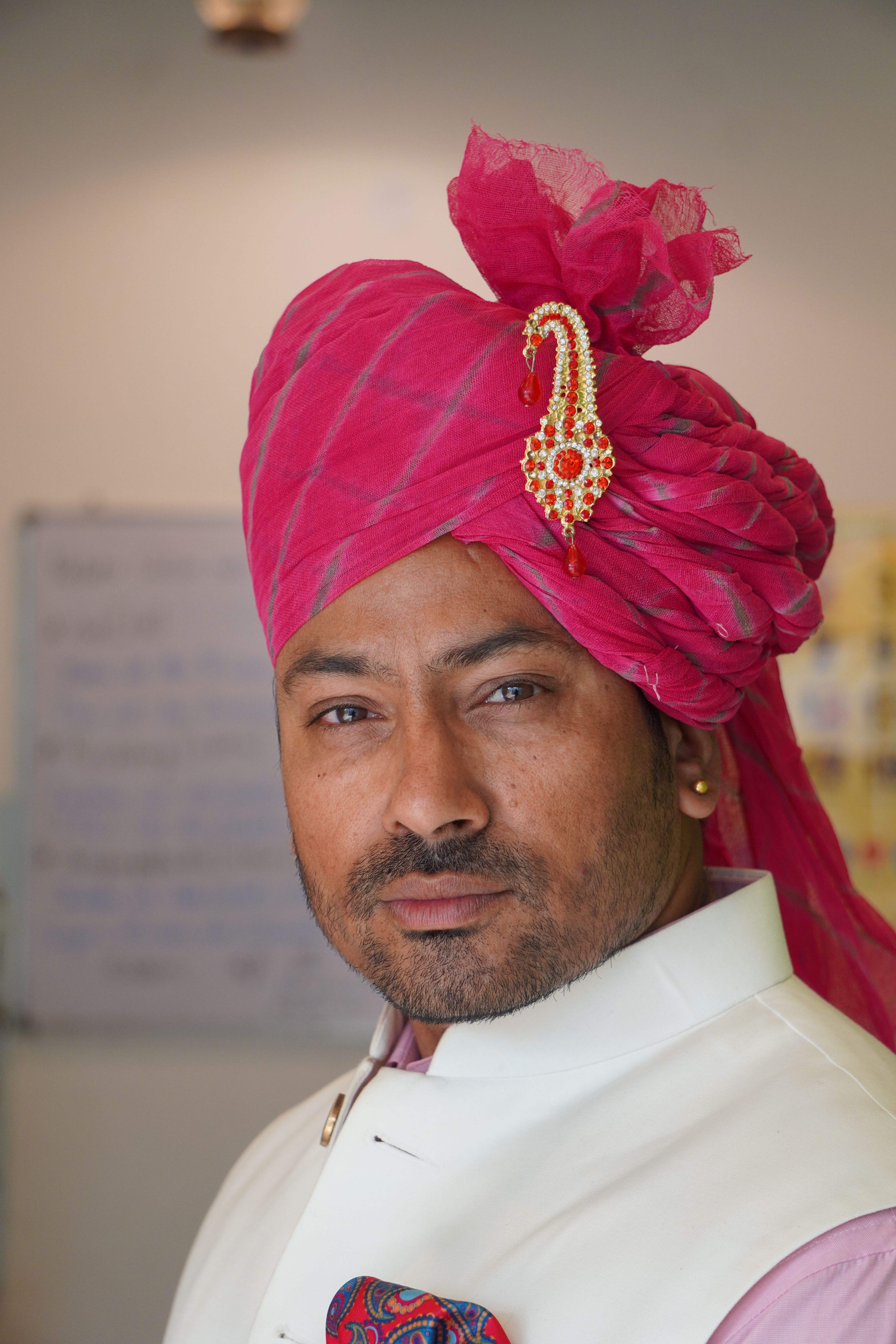 Portrait of a Man in Traditional Pink Turban · Free Stock Photo