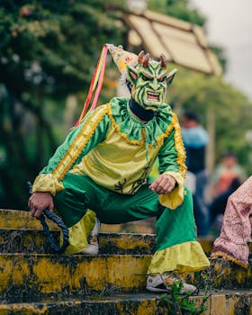 Colorful traditional costume at a cultural festival in Rioja, Peru. Explore Andean heritage.