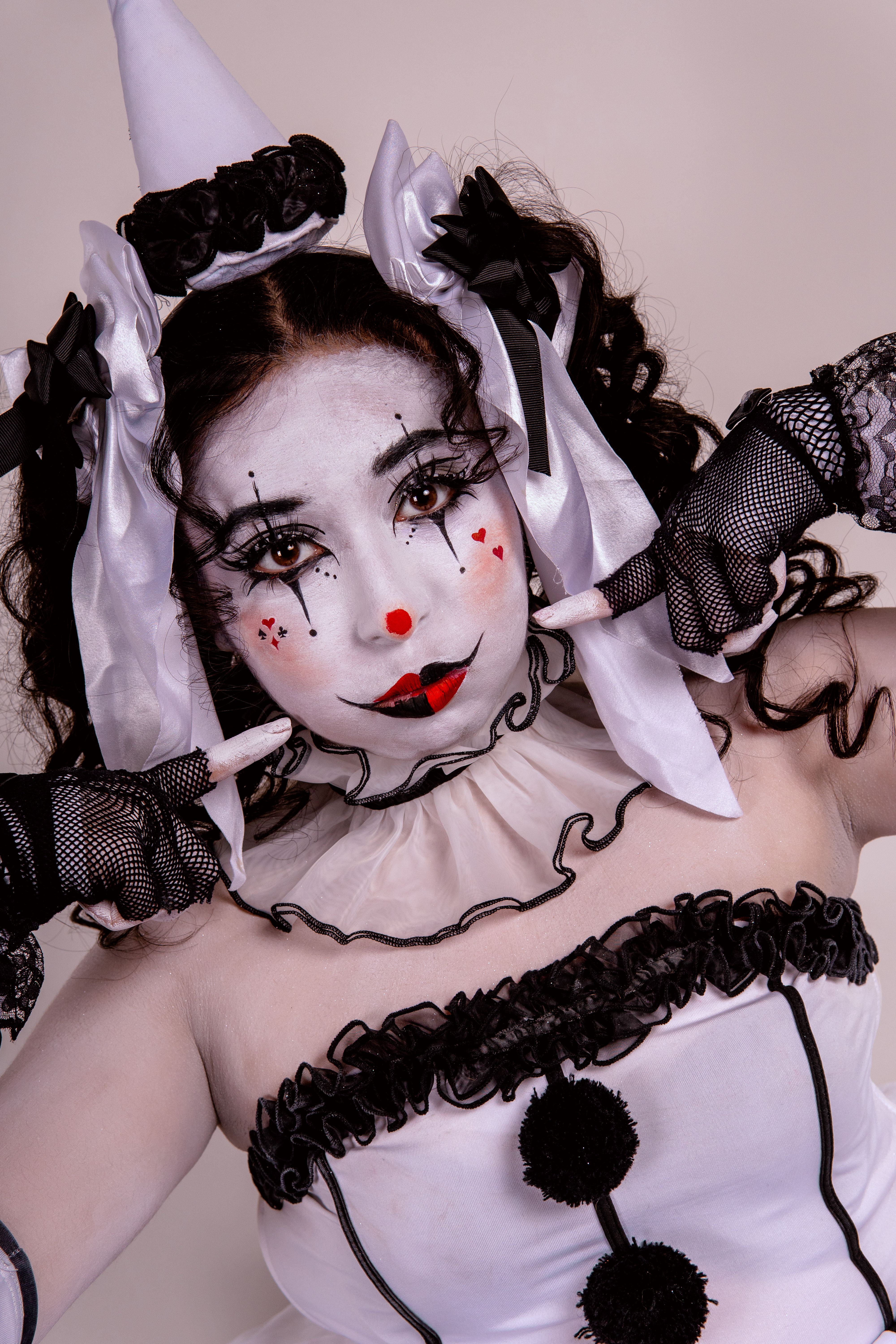 Artistic Harlequin Clown in Carnival Costume