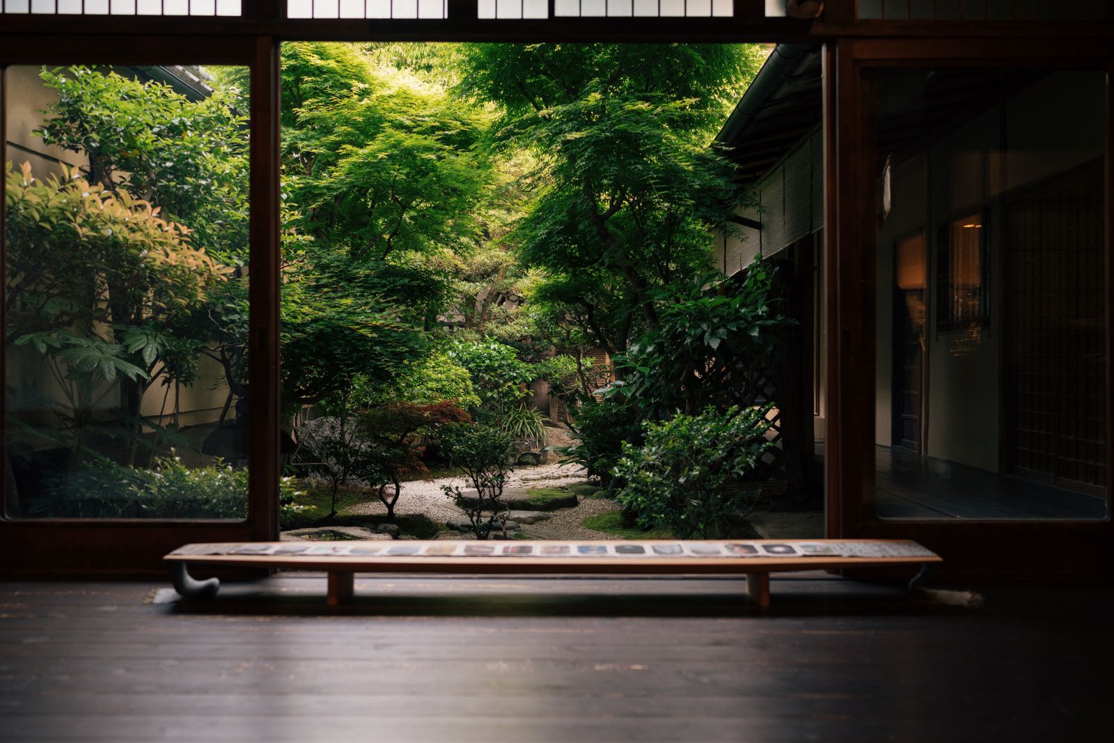 Traditional Japanese home garden viewed from engawa