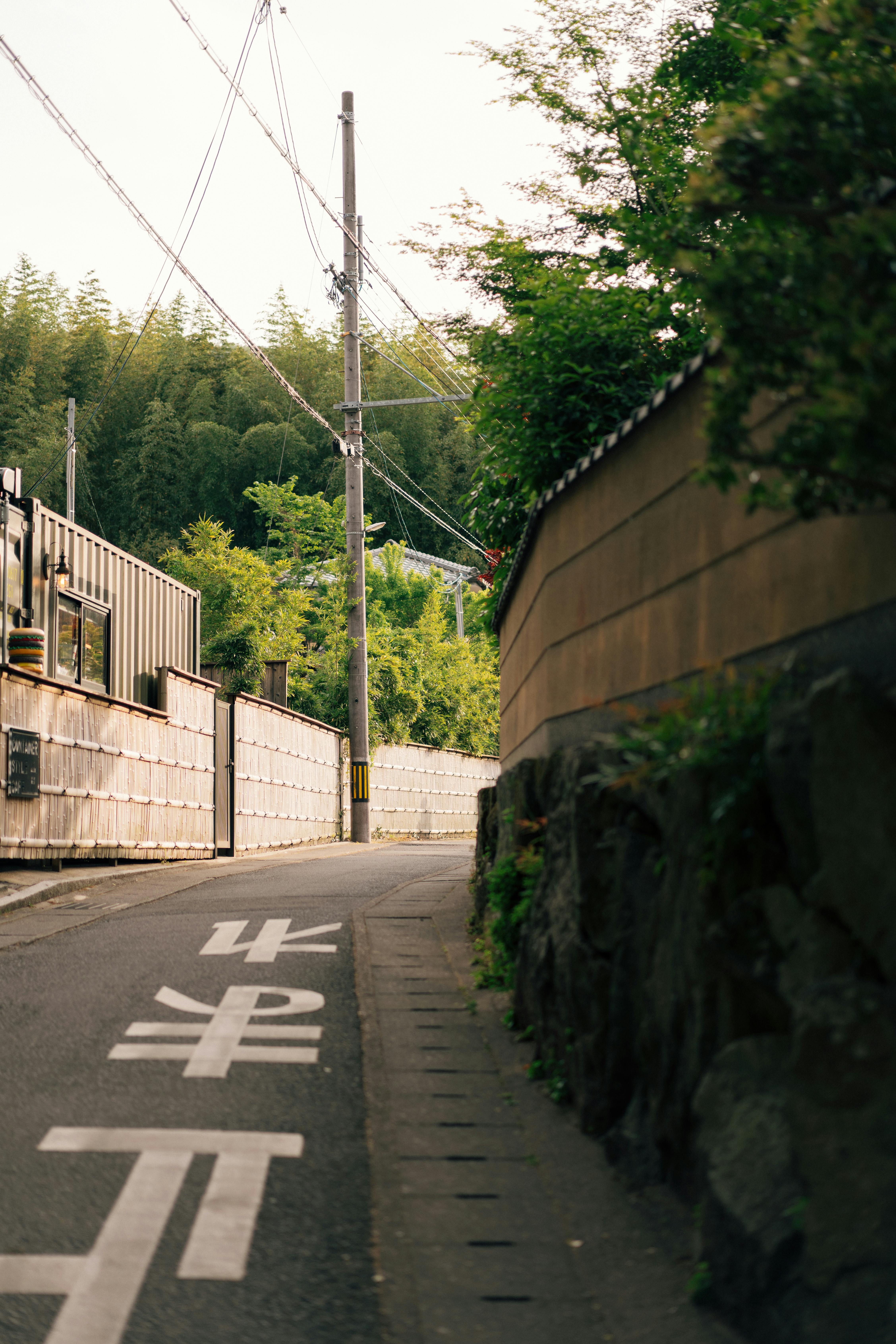 Gratis Bilde av en rolig smal smug med tradisjonelle vegger og grøntområder i landlige Japan. Arkivbilde