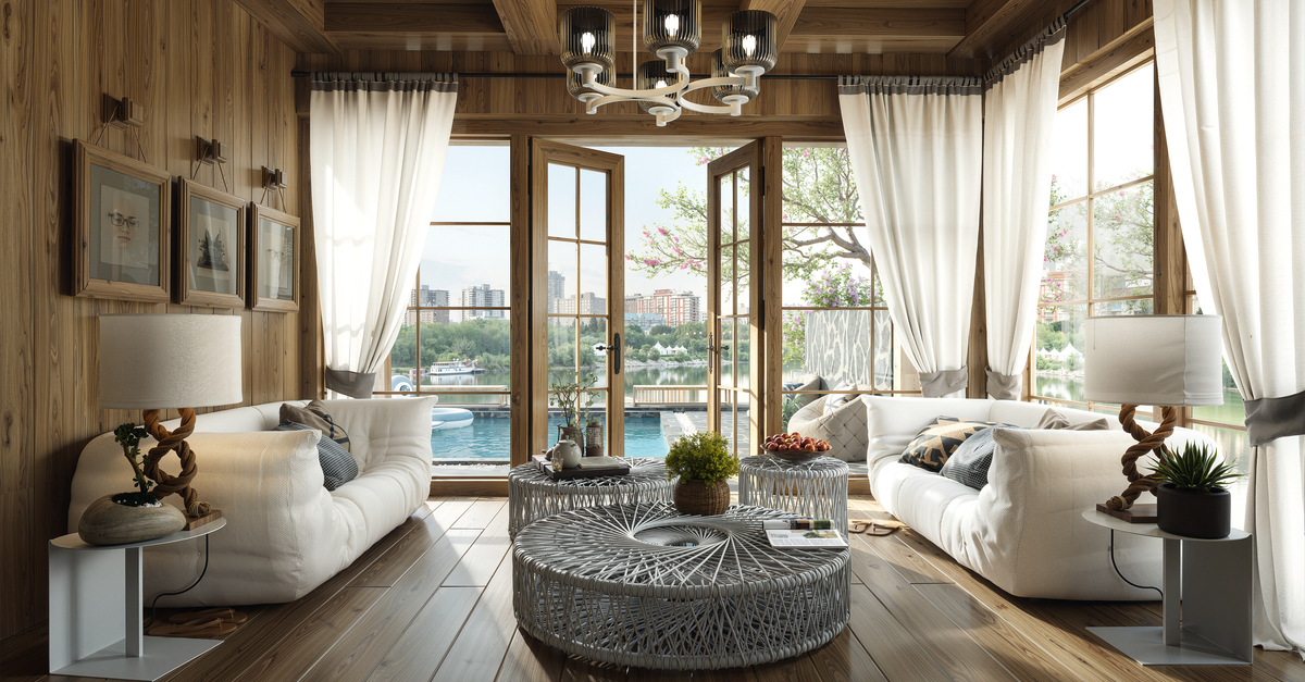 Luxurious Waterfront Living Room Interior Design · Free Stock Photo