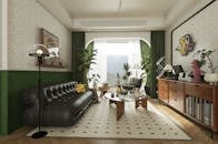 Modern living room with retro design elements