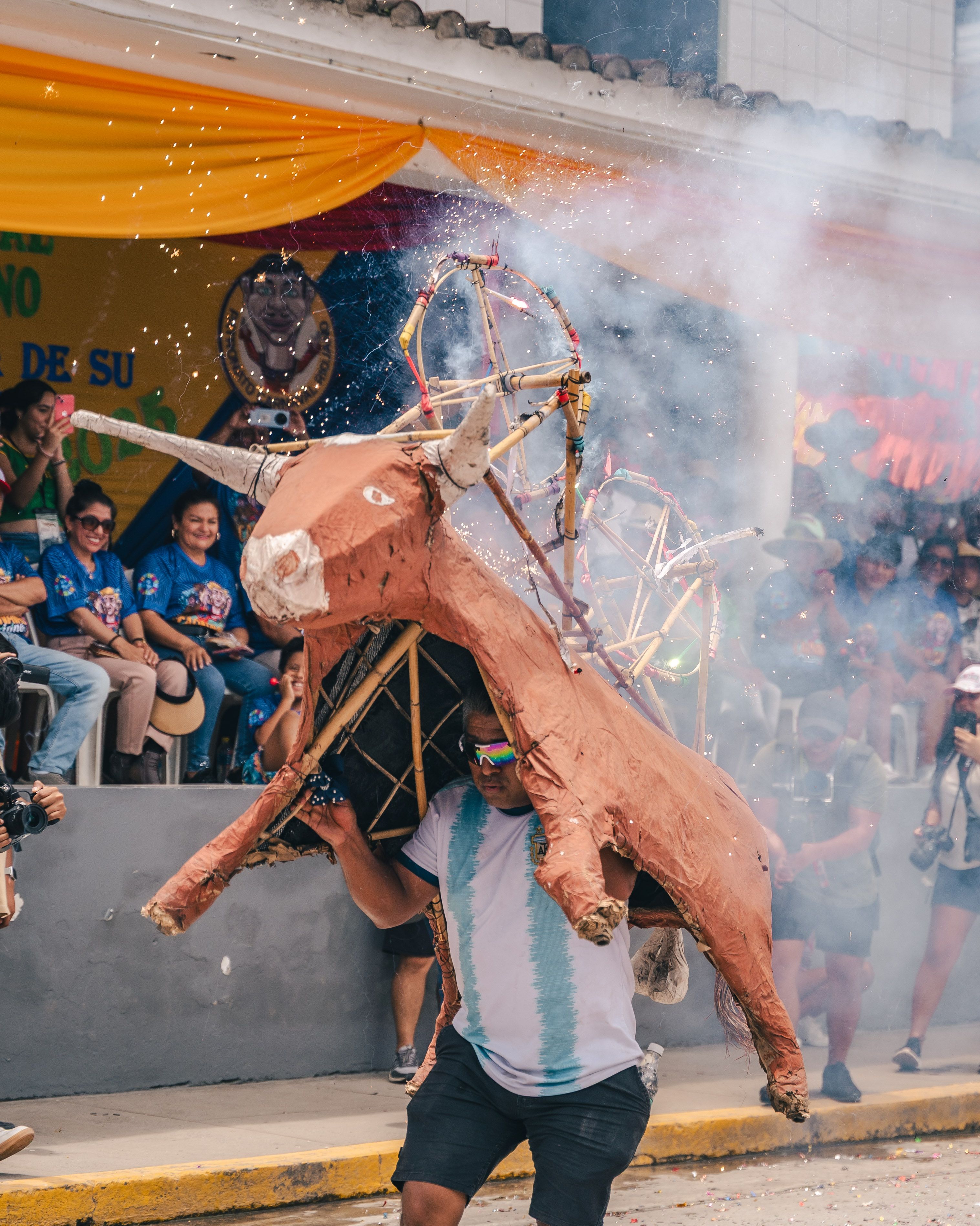 Celebrating the vibrant Toro de Fuego Festival in Rioja, San Martín, Perú.