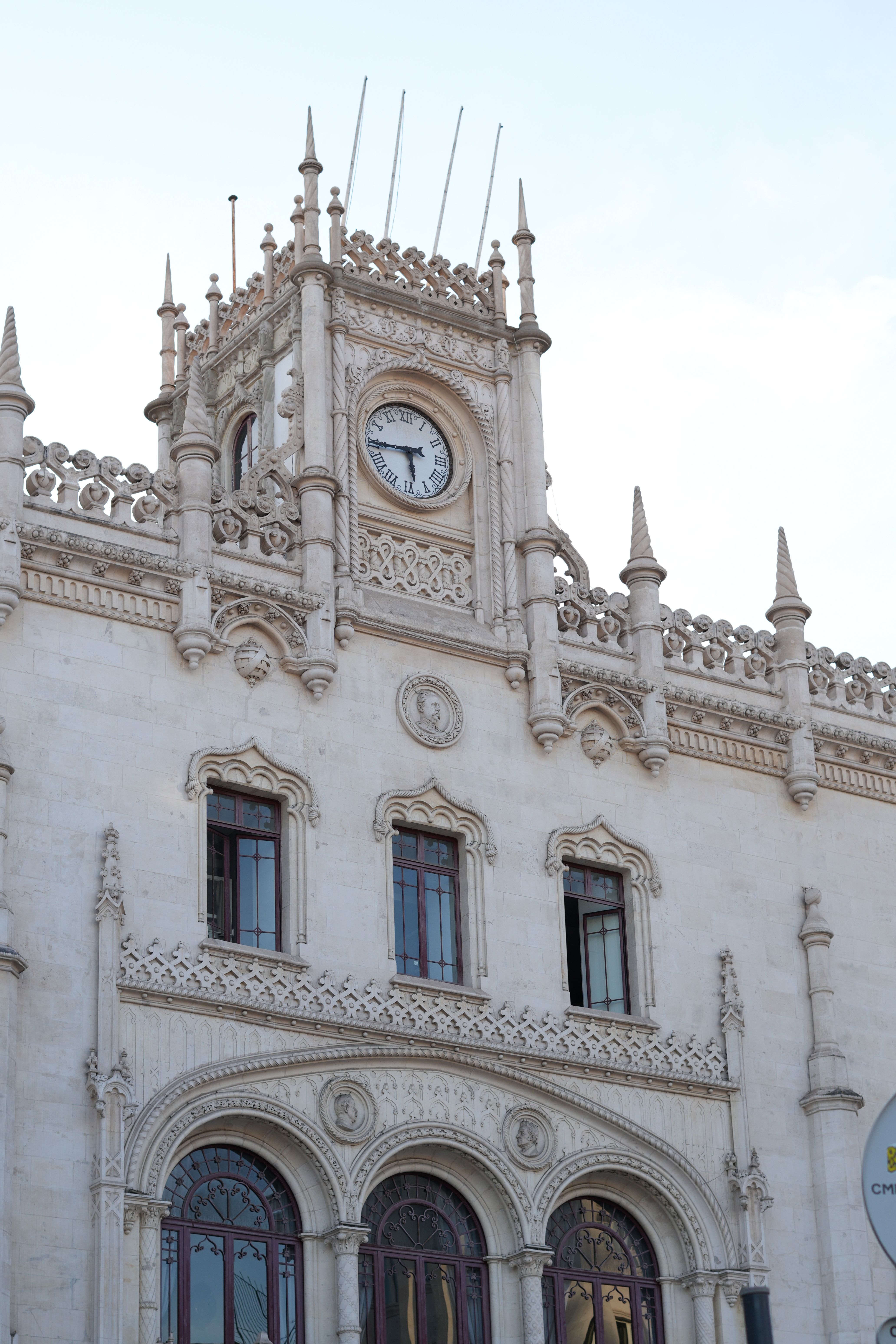 The ornate facade of Rossio Station in Lisbon