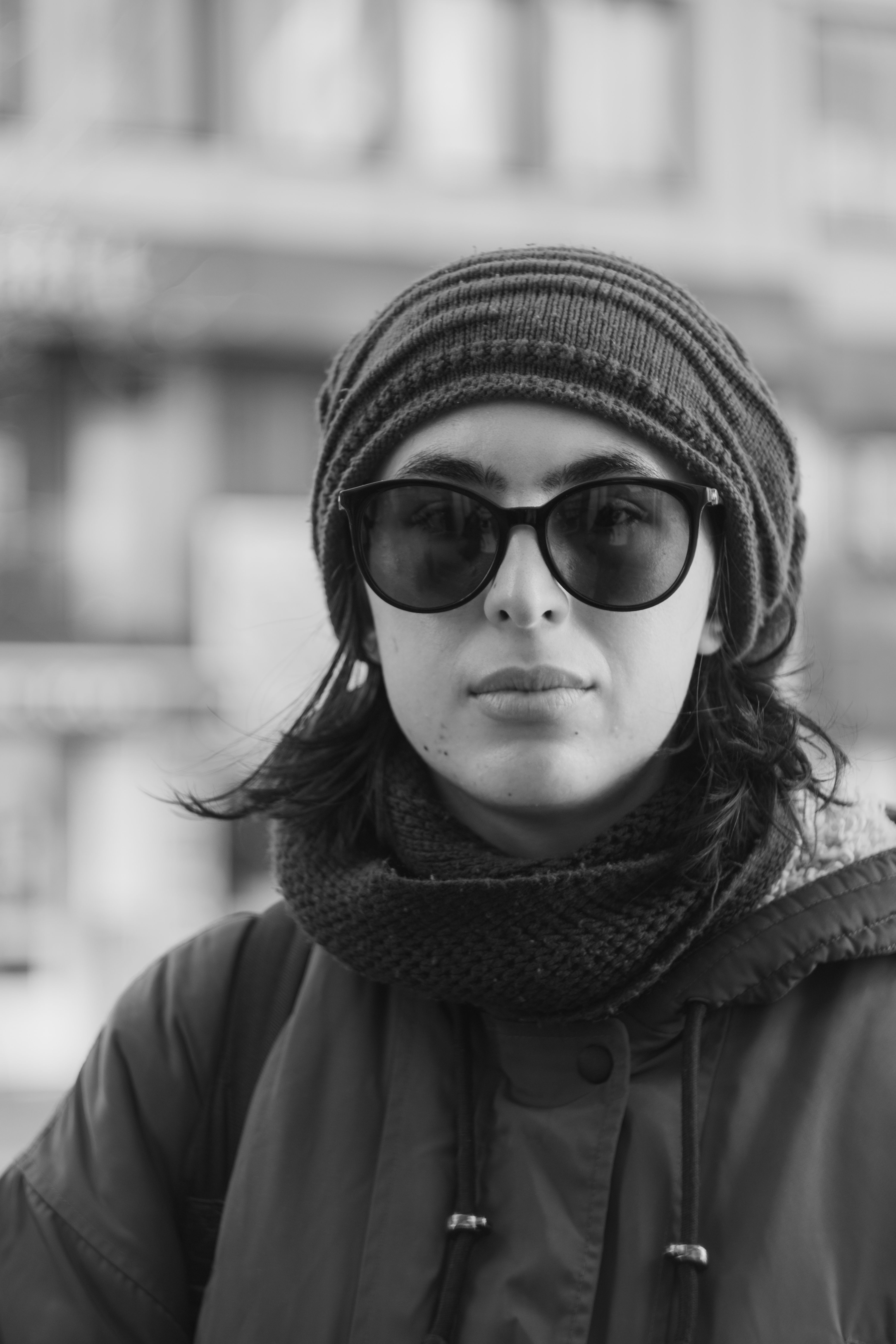 Black and White Portrait of a Woman Outdoors · Free Stock Photo