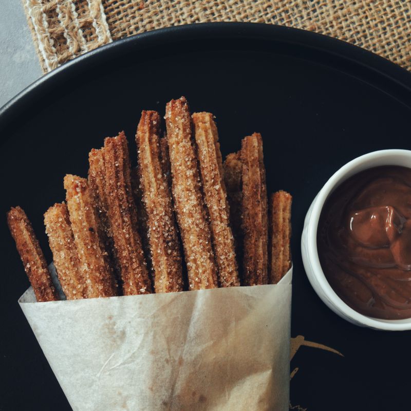 Cinnamon Sugar Churros with Dark Chocolate Sauce