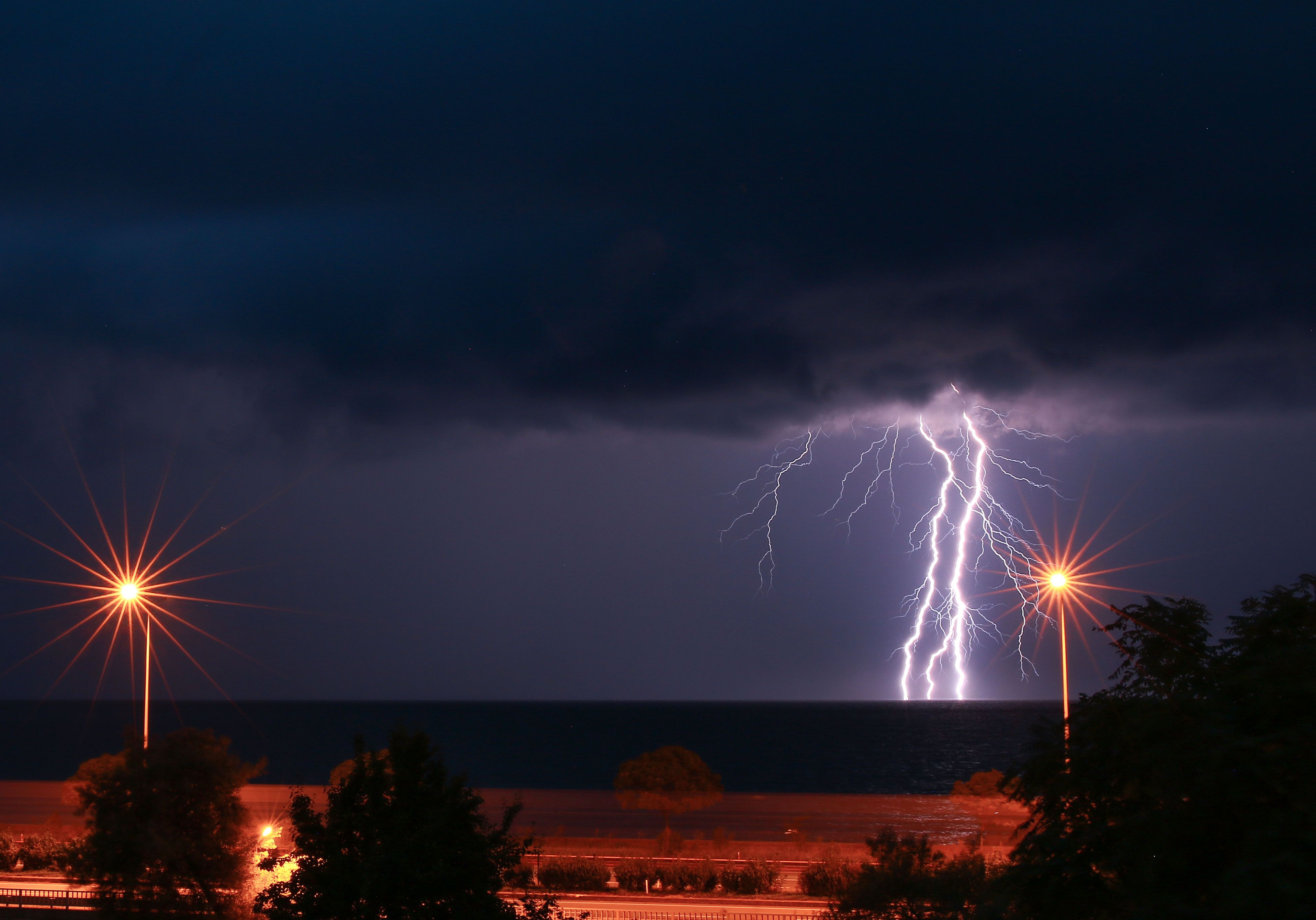 Dramatic Lightning Strike Over the Black Sea at Night · Free Stock Photo