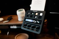 Stream Deck on Wooden Desk for Home Studio Setup