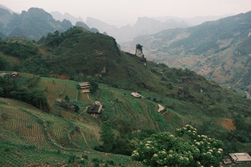 Free Stunning view of terraced fields and mountains in a serene and remote location. Stock Photo