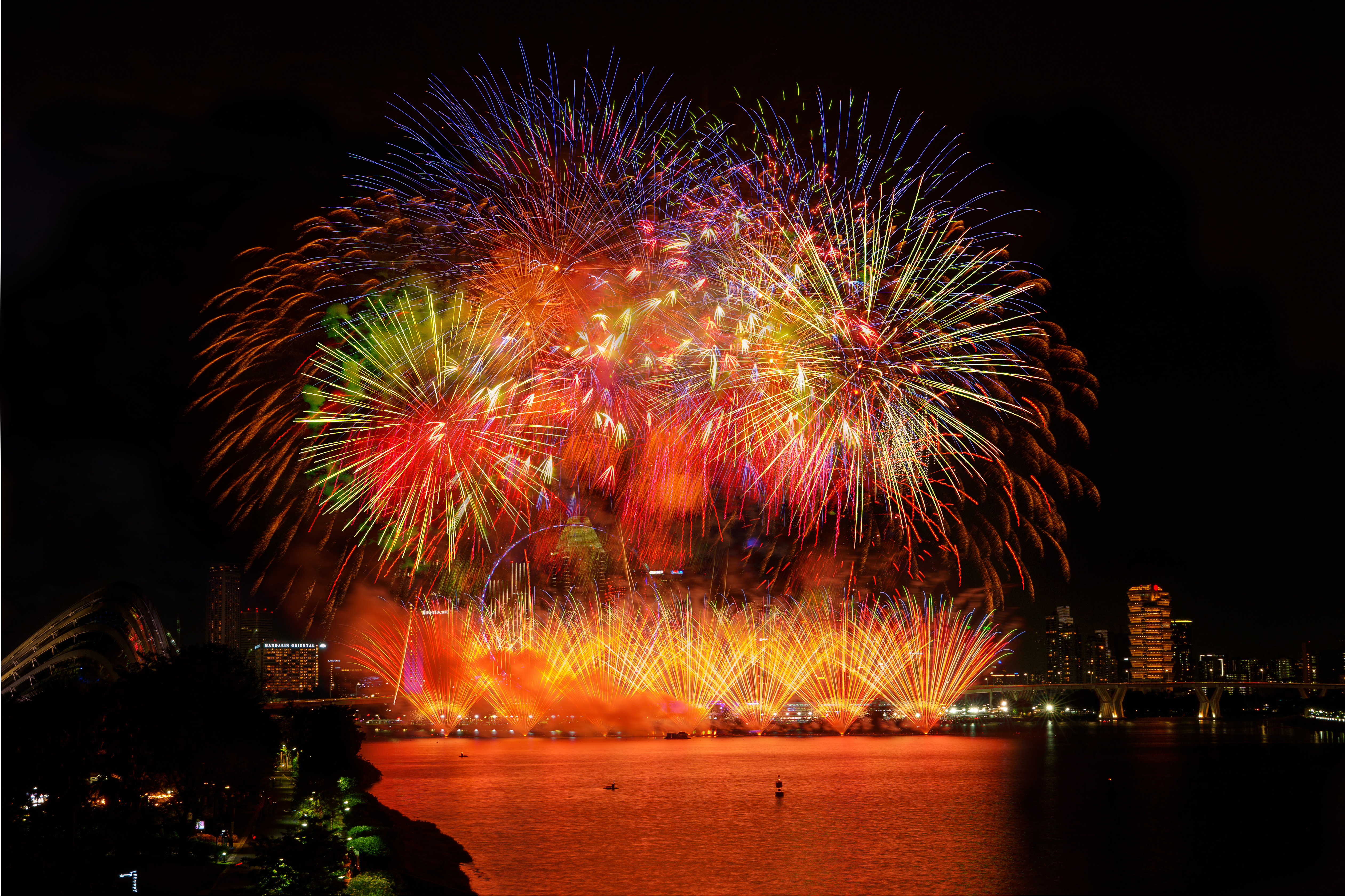 Vibrant Fireworks Display Over City Skyline at Night · Free Stock Photo