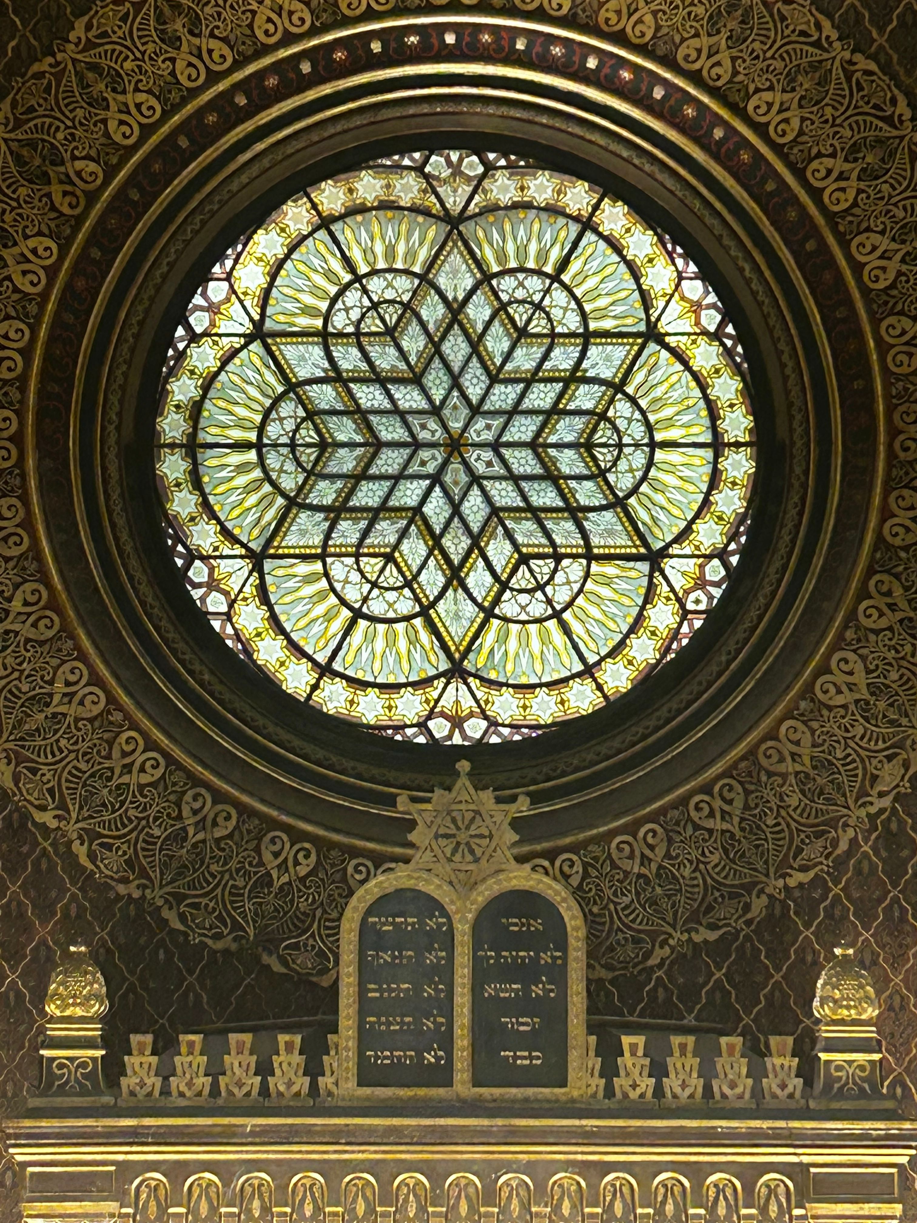 Intricate Stained Glass Window in Synagogue · Free Stock Photo