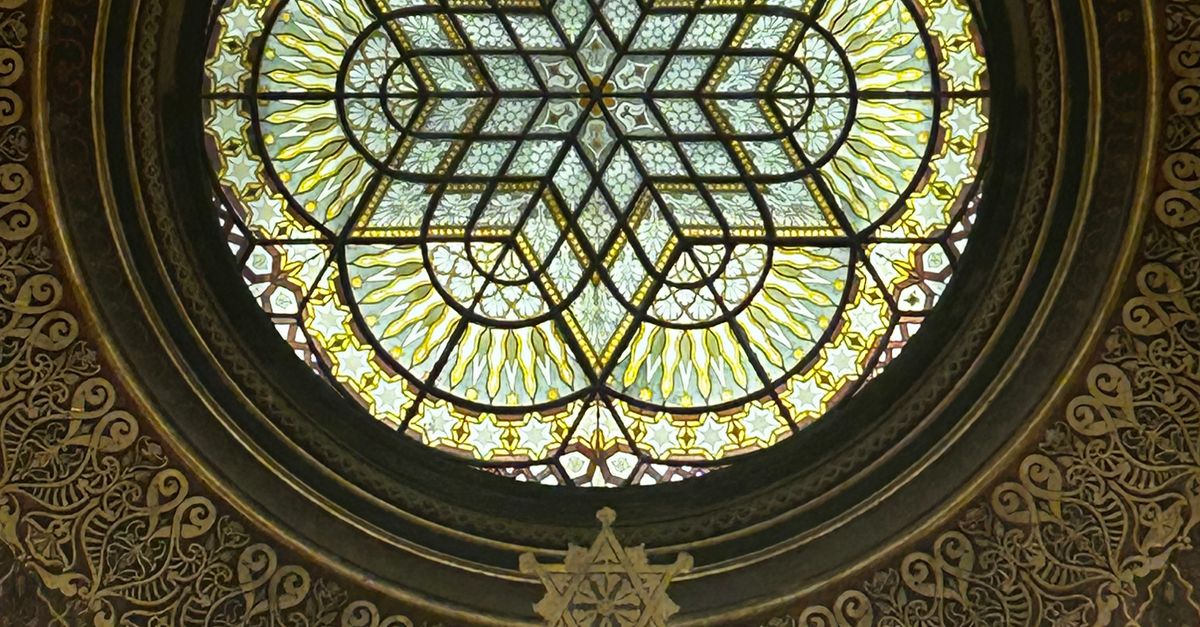 Stained Glass Structure Intricate Stained Glass Window in Synagogue · Free Stock Photo