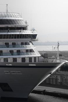 A serene view of a cruise ship docked at the port in Wilaya d'Alger, Algeria.