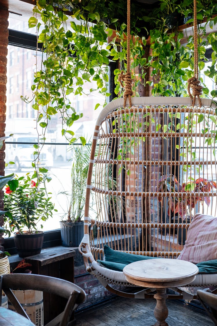 Indoor Hanging Wooden Chair 