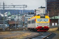 Vibrant Train at Swedish Railway Station