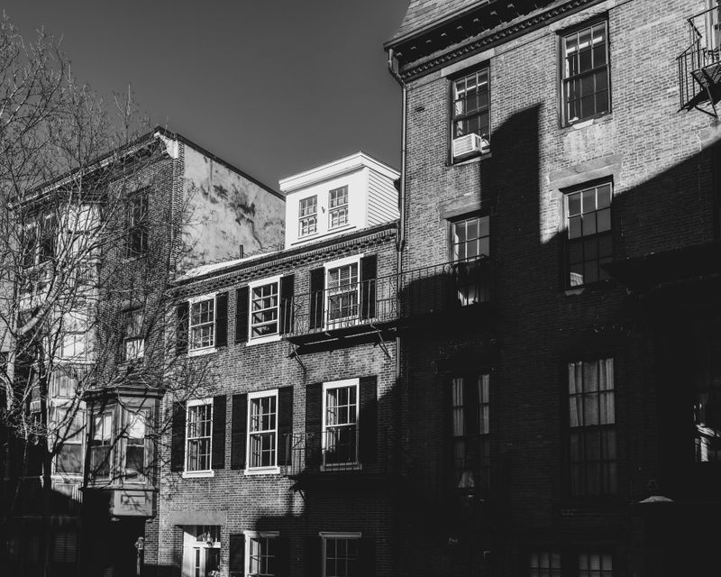 Historic brick buildings on Beacon Hill in Boston