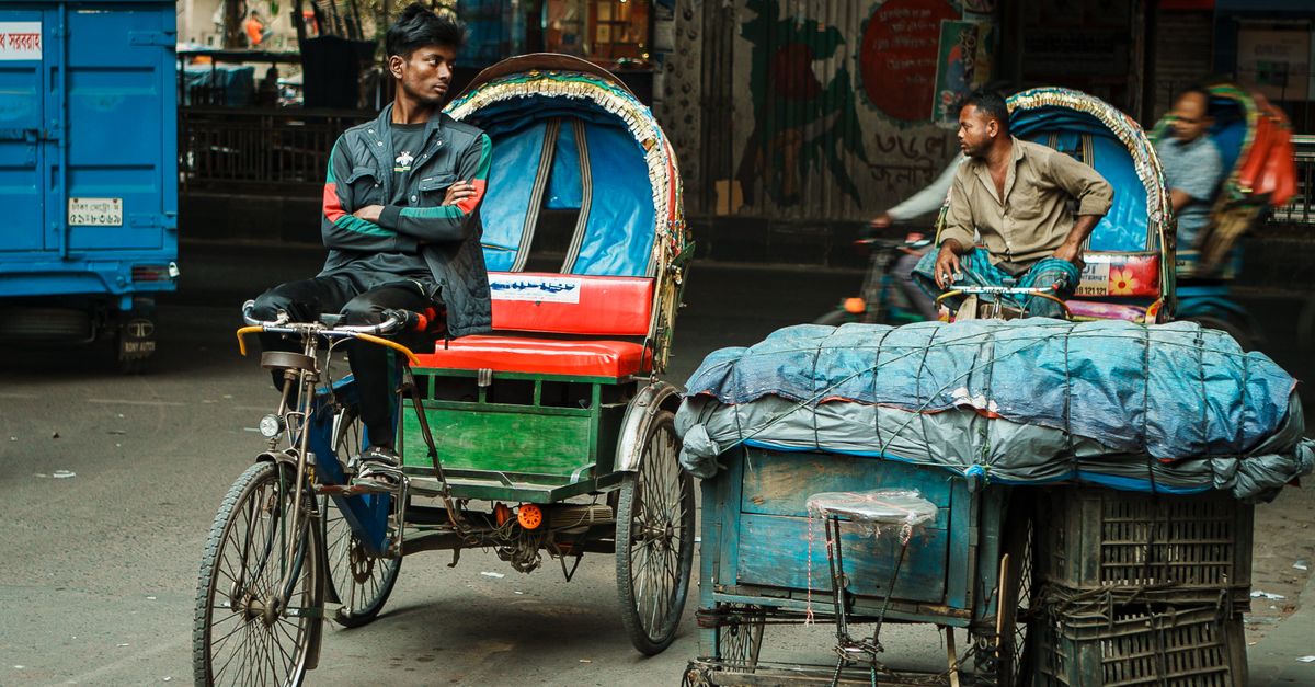 Cycle Rickshaw Back Street scene with traditional cycle rickshaws · Free Stock Photo