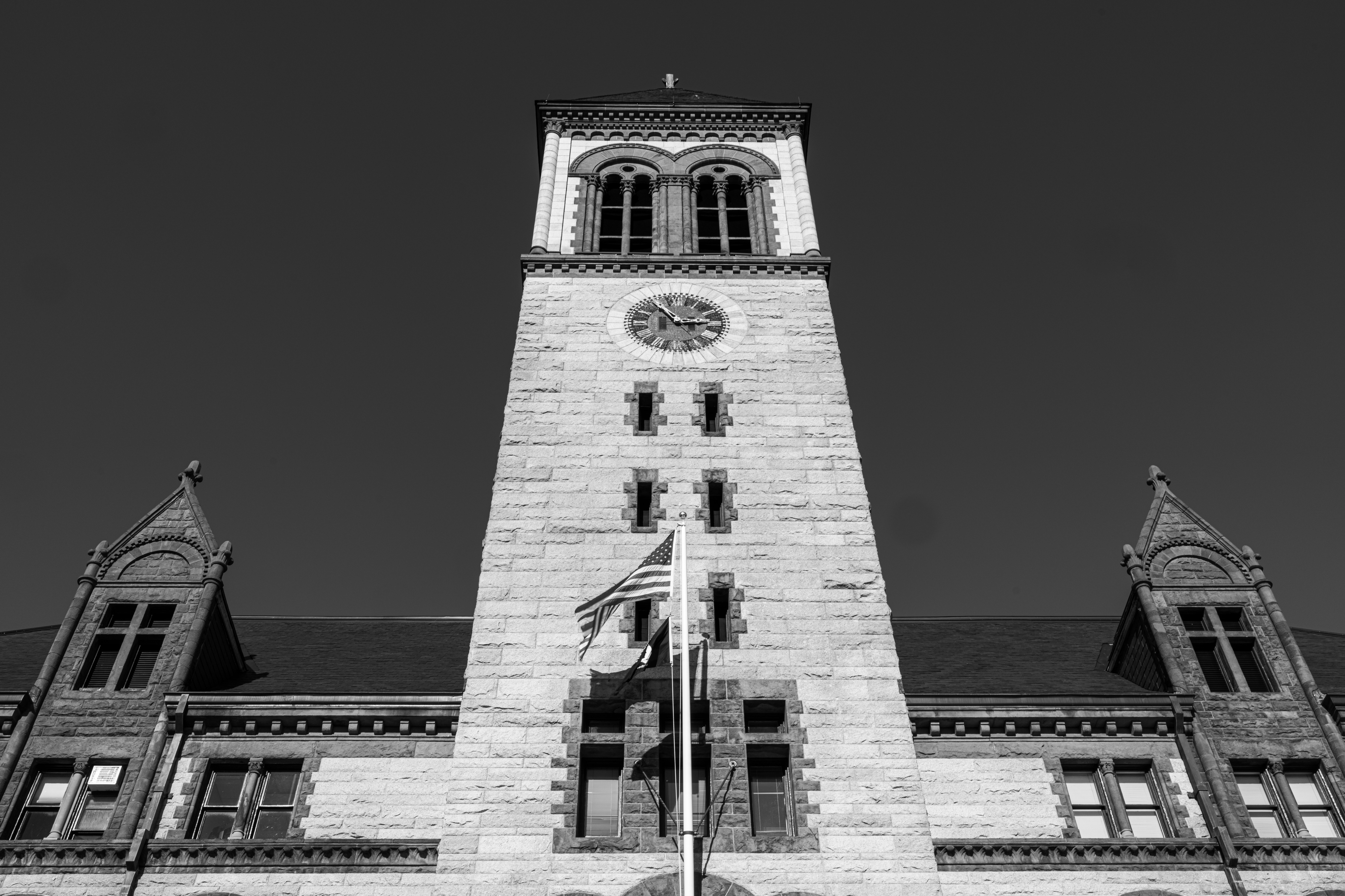 Historic Clock Tower in Black and White · Free Stock Photo