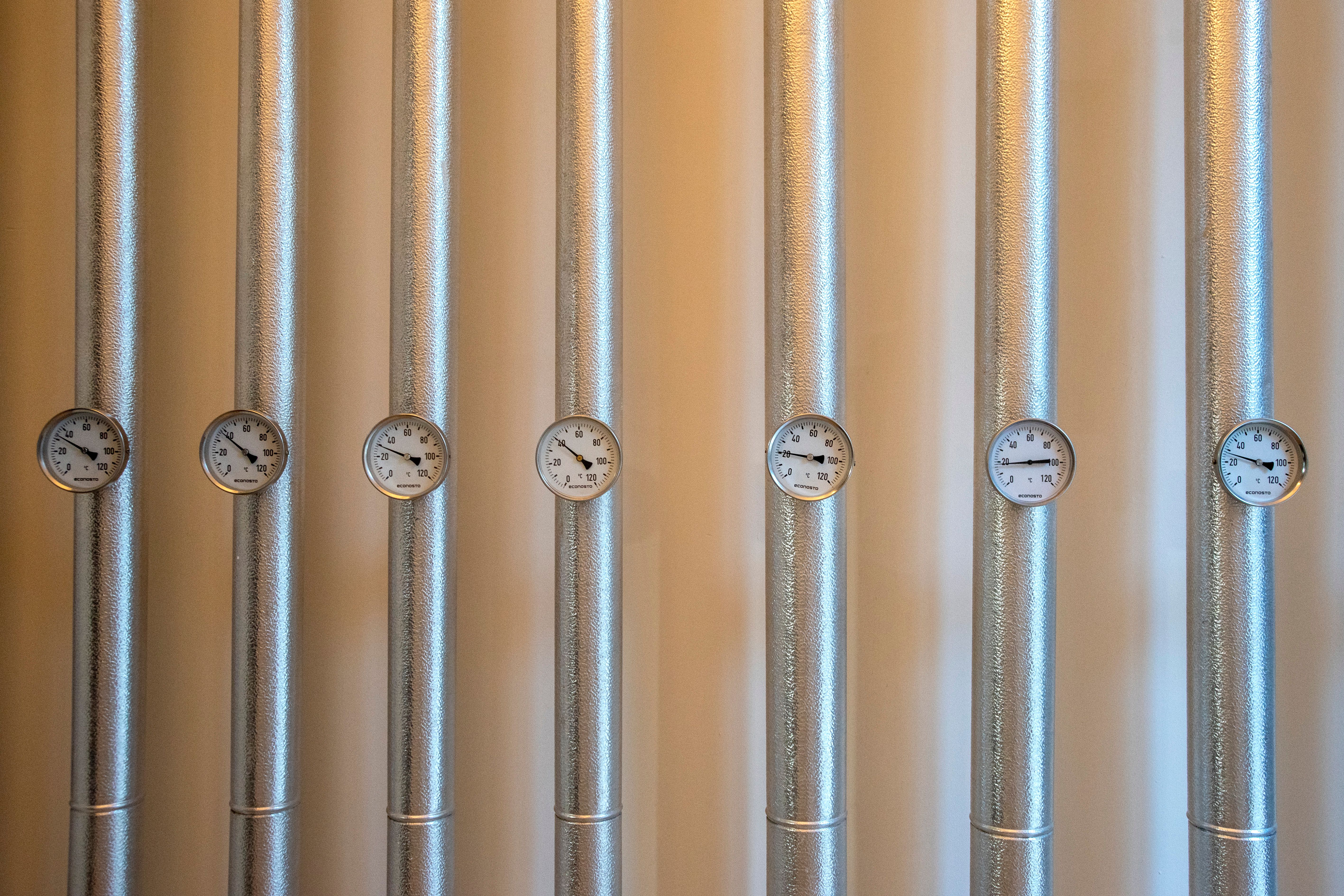Steel Pipe Lines with Pressure Gauge · Free Stock Photo