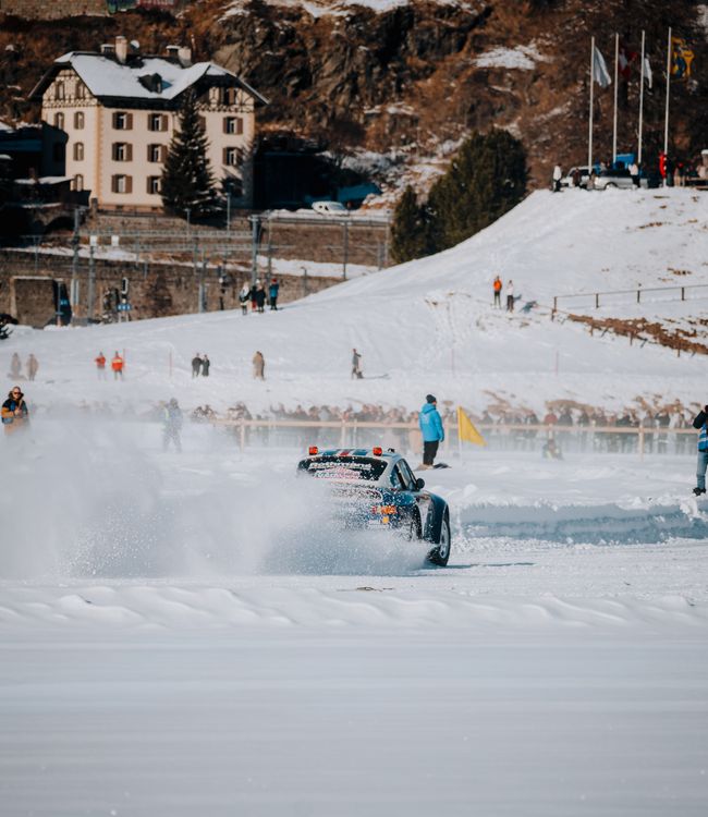 Stone Cold Racing Ice Racing Car in Snowy Alpine Setting · Free Stock Photo