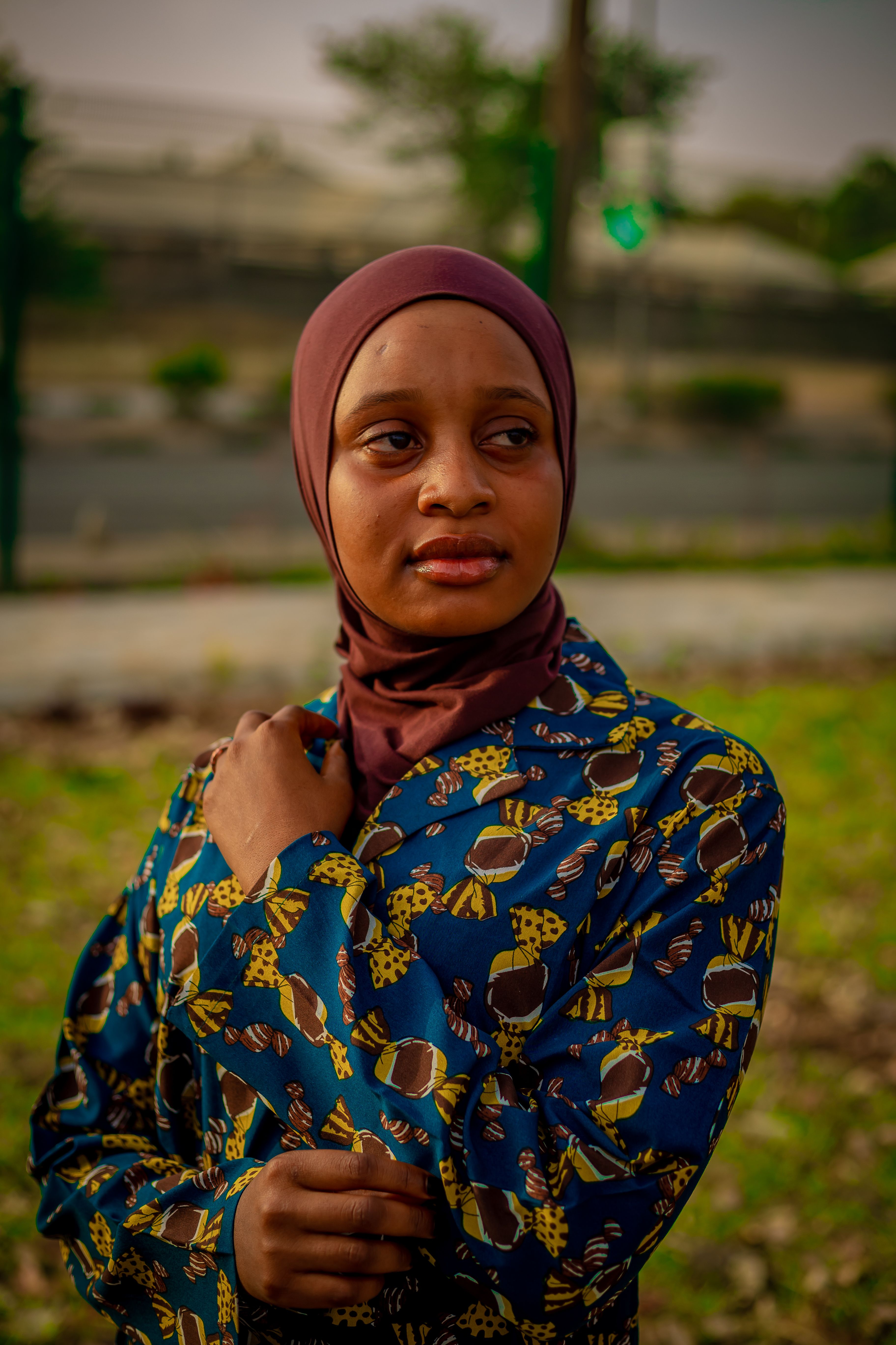 Young Woman in Patterned Hijab Outdoors · Free Stock Photo