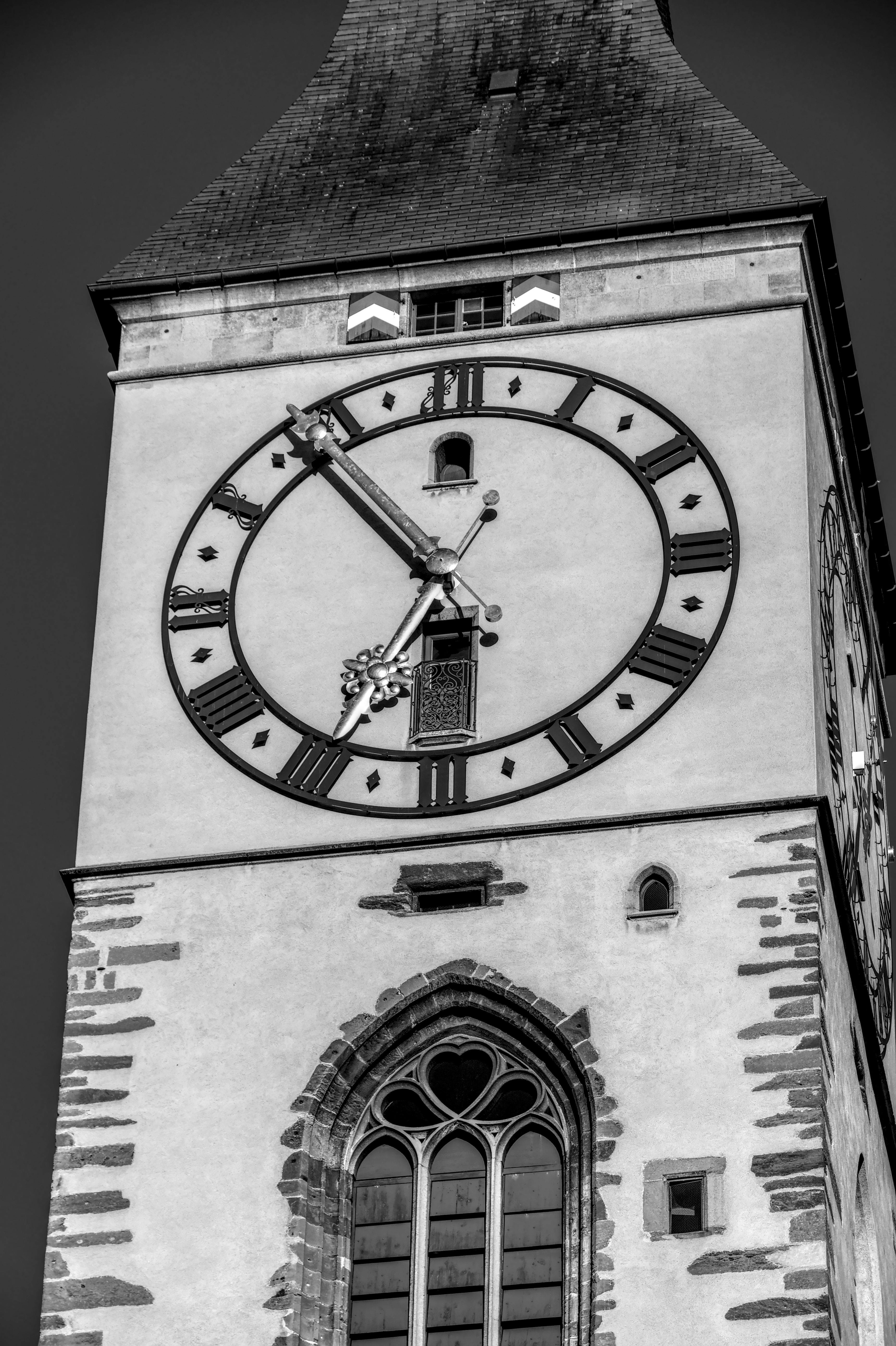 Black and White Swiss Clock Tower Architecture · Free Stock Photo