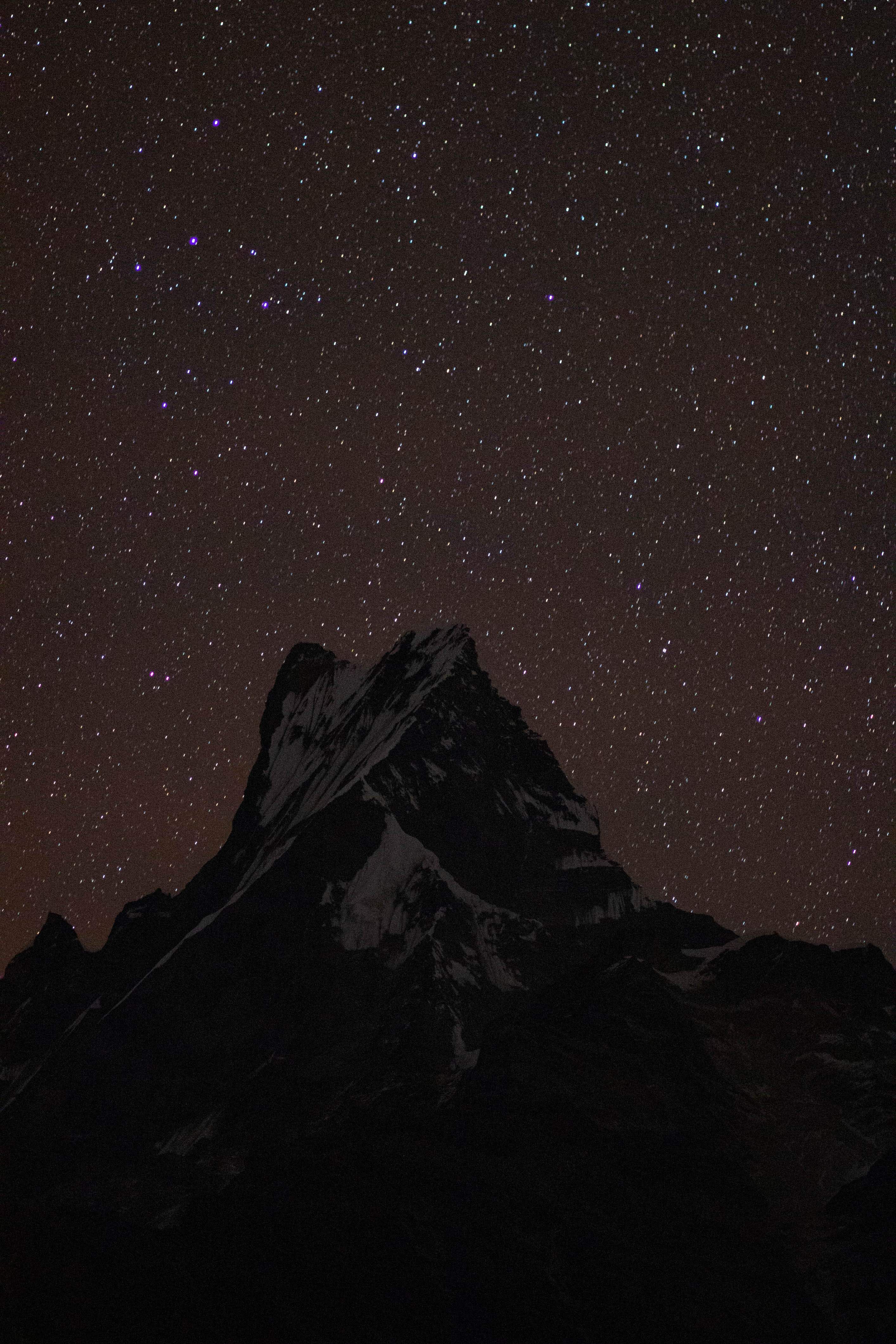Majestic Mountain Under Starry Night Sky in Nepal · Free Stock Photo