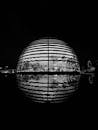 Black and White Sphere Reflection at Night