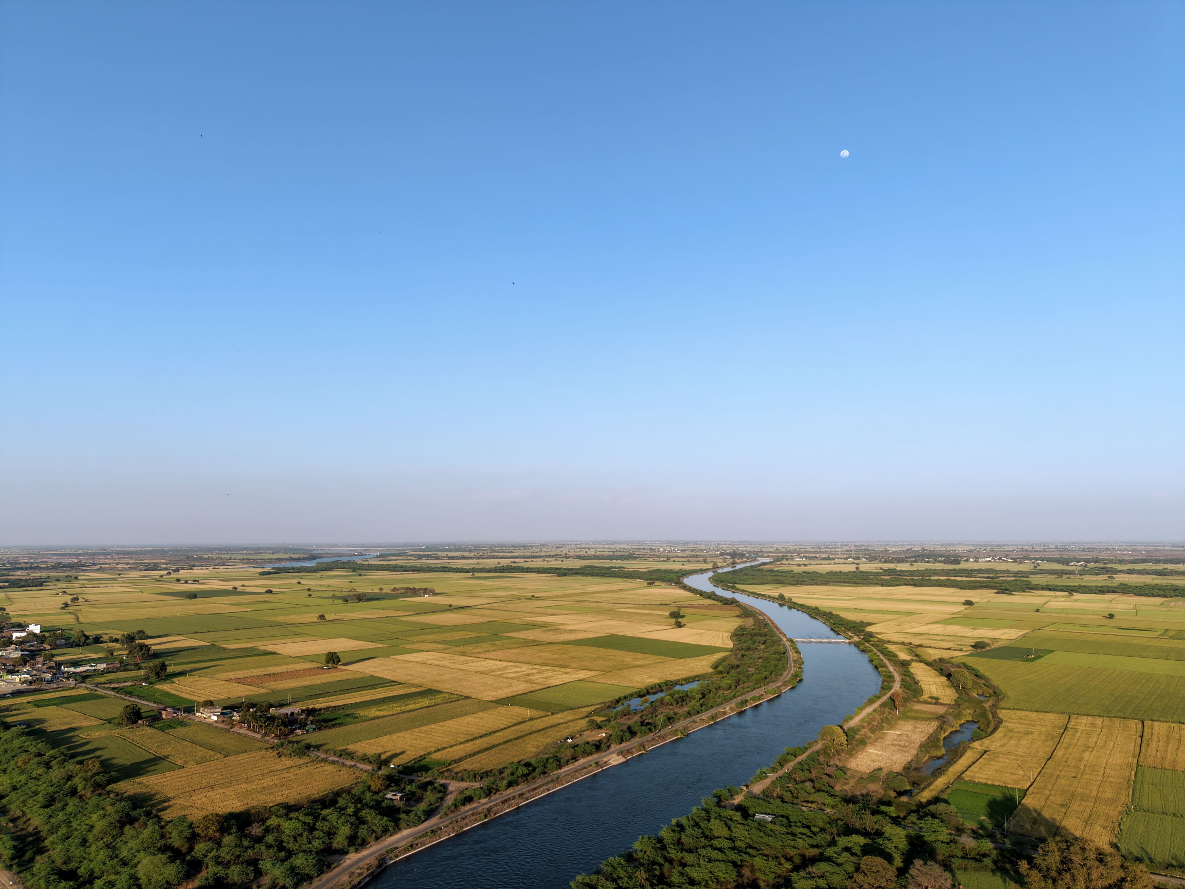 Aerial View of Indian Farmland with River and Canal · Free Stock Photo