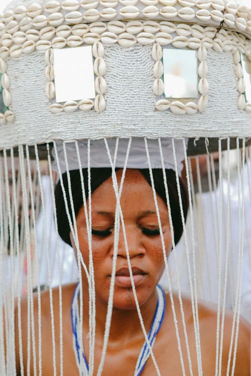 Free A participant in a traditional Yoruba festival wearing an ornate beaded crown during a cultural event in Ife, Nigeria. Stock Photo