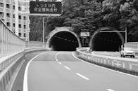 Monochrome View of Onaribashi Tunnel Roadway
