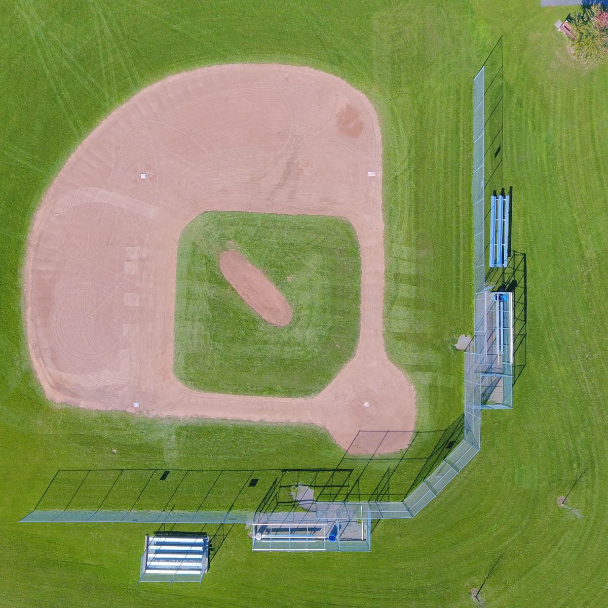 Eagle Creek ball field, level view across the infield.