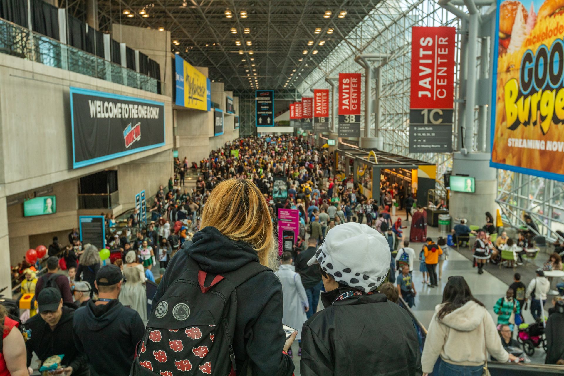 Crowd of attendees walking through the Javits Center during New York Comic Con