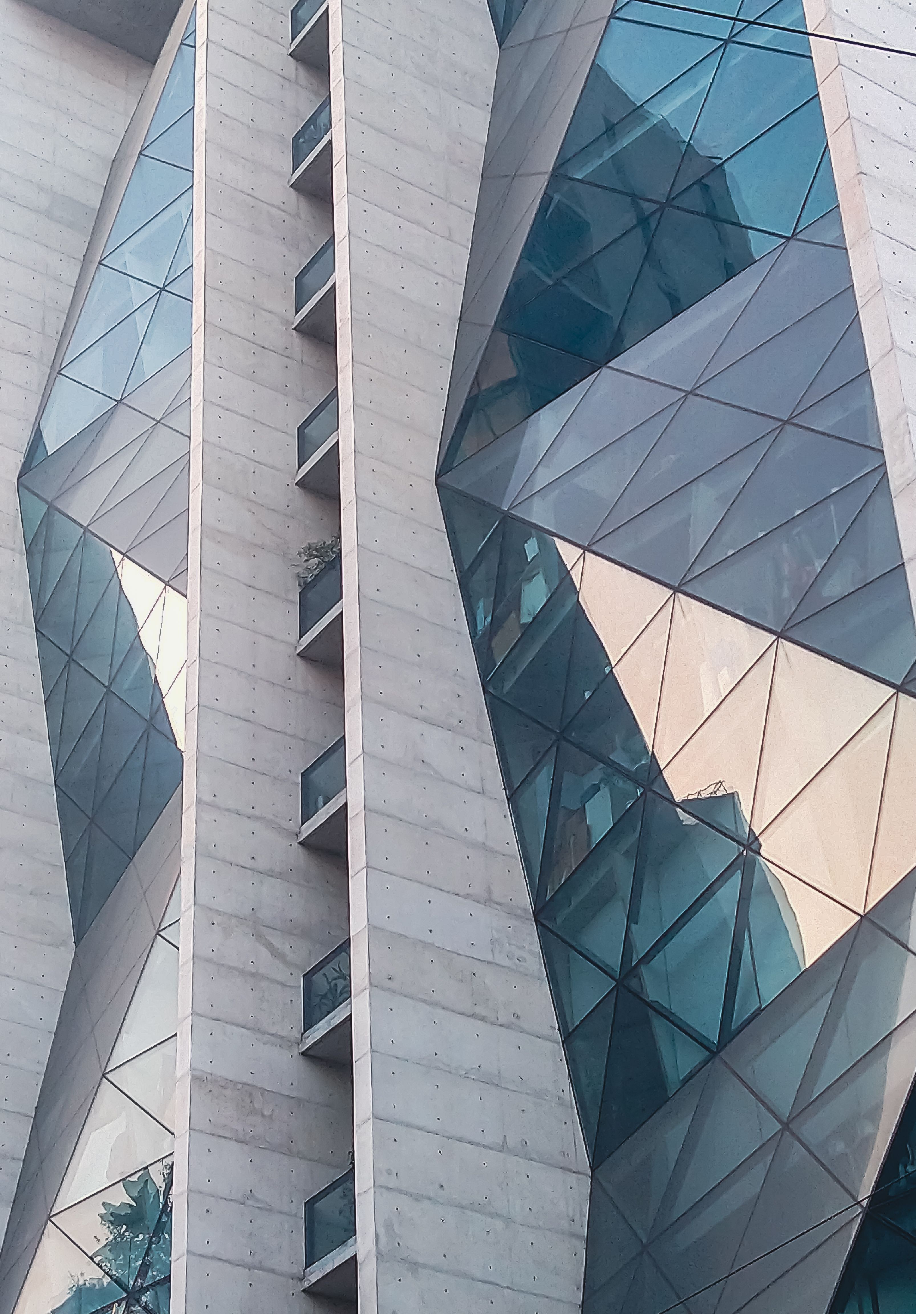 Modern Geometric Architecture Facade with Glass · Free Stock Photo