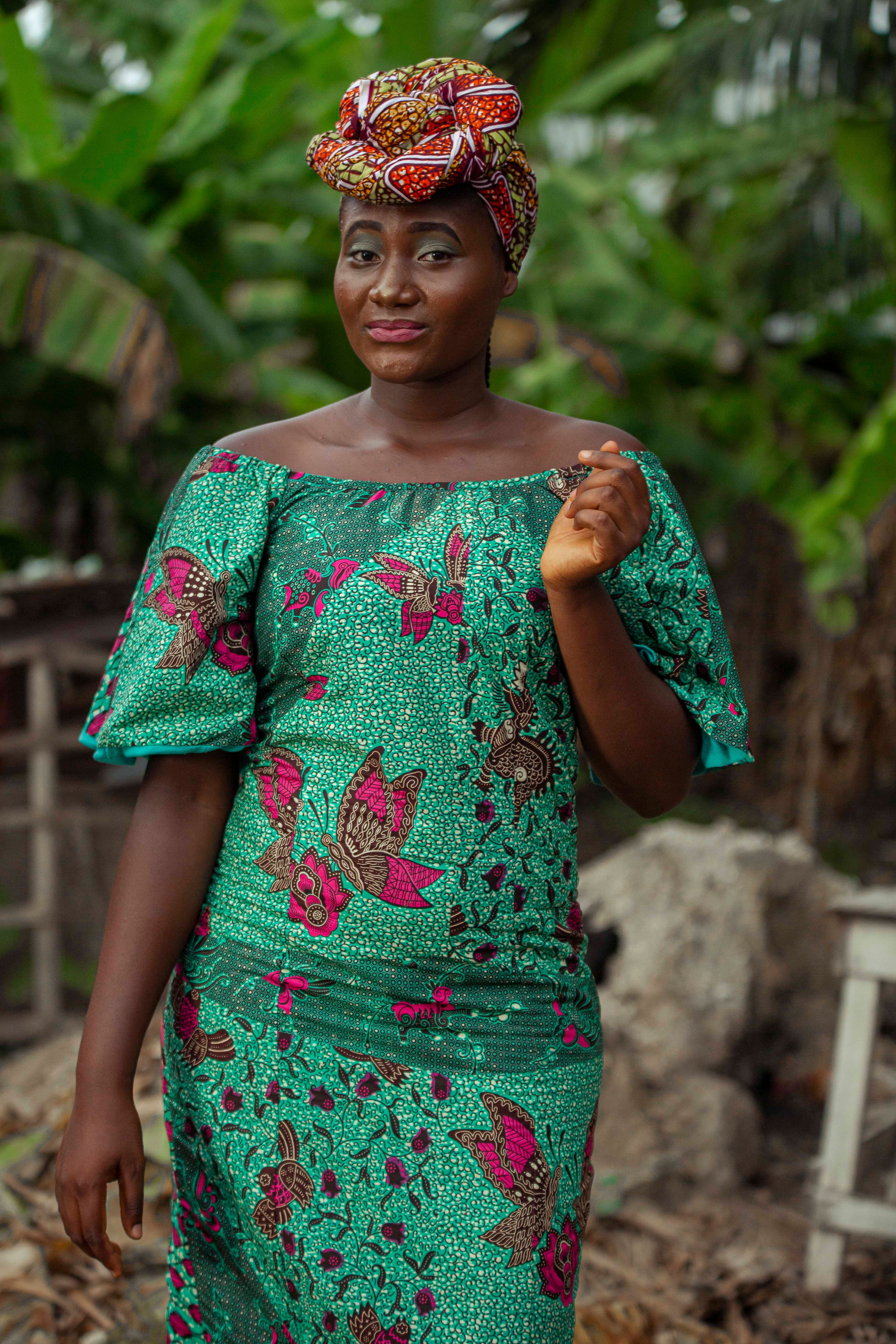 green emerald velvet dress Ghanaian Midi Ankra Dress main image 0