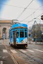 Classic Blue Tram on Milan Street