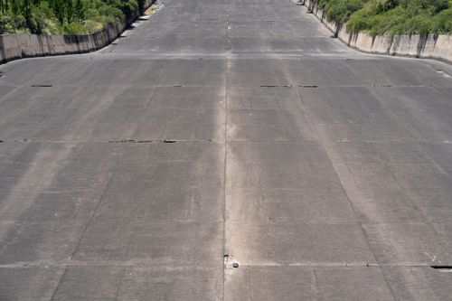 Free Aerial view of a dry concrete channel in Córdoba, Argentina. Stock Photo