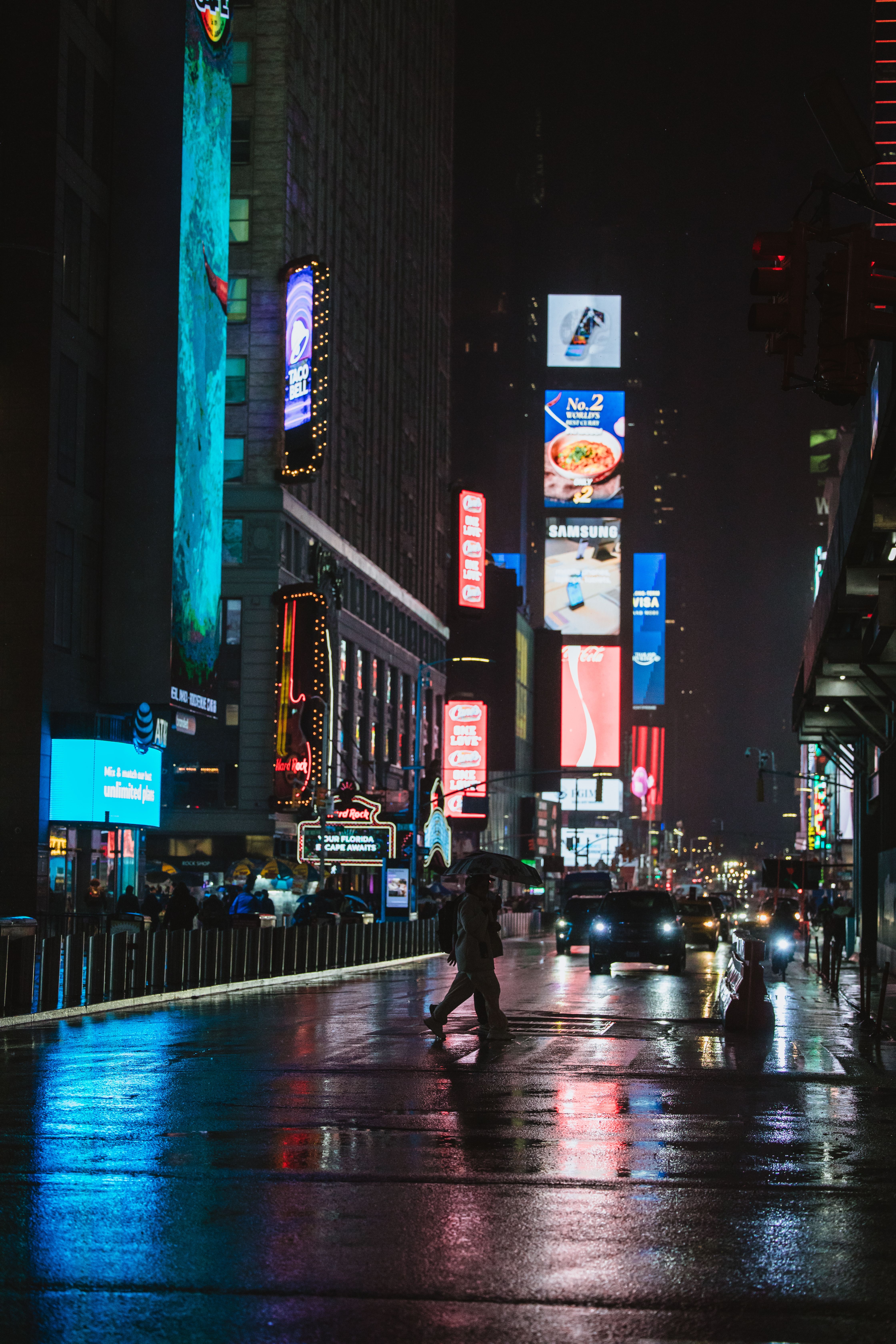 Rainy Night in Times Square, NYC with Illuminated Billboards · Free ...