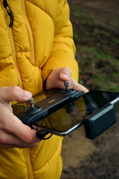 Close-up of a person holding a drone controller outdoors in Istanbul.