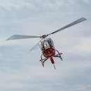 Dynamic Aerial Shot of a Helicopter in Flight