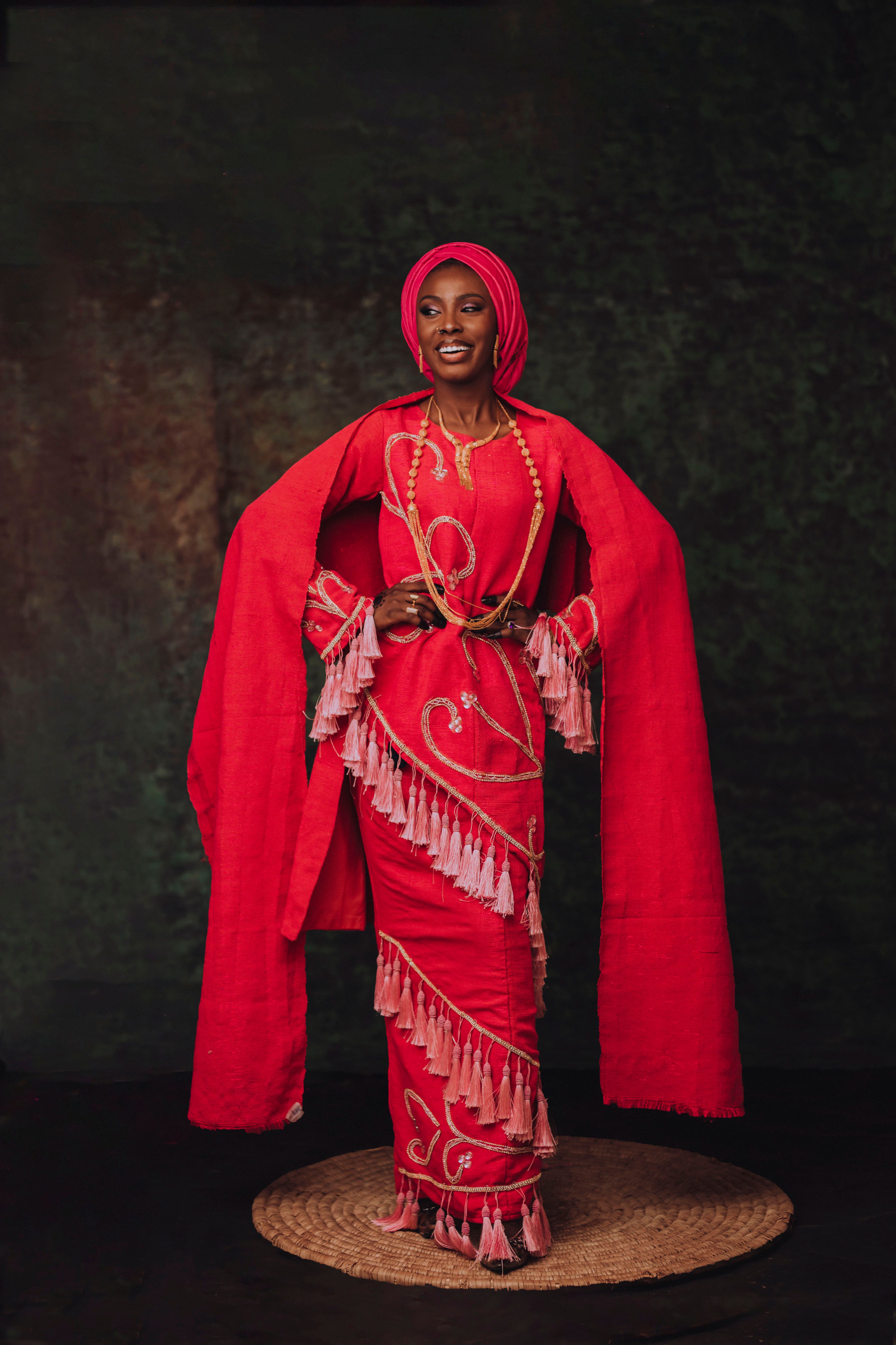 Elegant Woman in Traditional Red Dress Portrait · Free Stock Photo