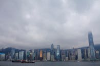 Overcast Hong Kong Skyline with Harbor View
