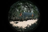 Fisheye View of Riverside Terrace with Flags