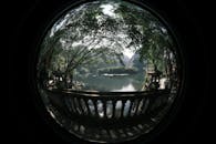 Serene Lake View Through Stone Balcony